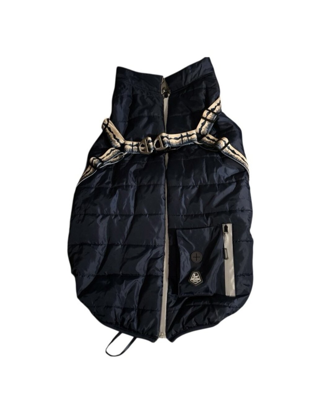 Arcadia Trail Dog Pet Adjustable Harness Coat Navy Metallic Silver Size XXL